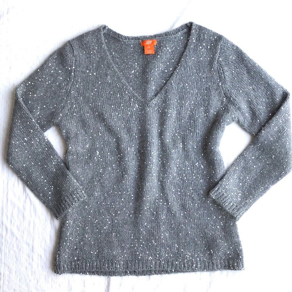 JOE fresh gray sequin Vneck sweater